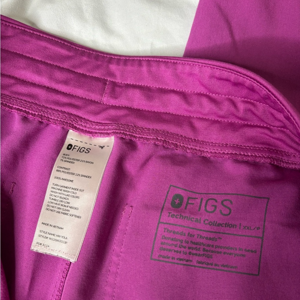 Figs High Waist Yola Scrub Pants Electric Orchid - Picture 4 of 4